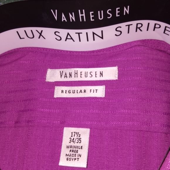 Dressy Van Heusen striped purple men's  shirt - Picture 2 of 5